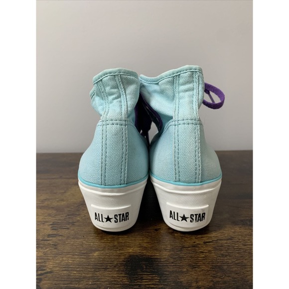 CONVERSE All Star Women Sz 10 Turquoise/Purple Laces Hidden Heel Wedge Sneakers - Picture 4 of 7